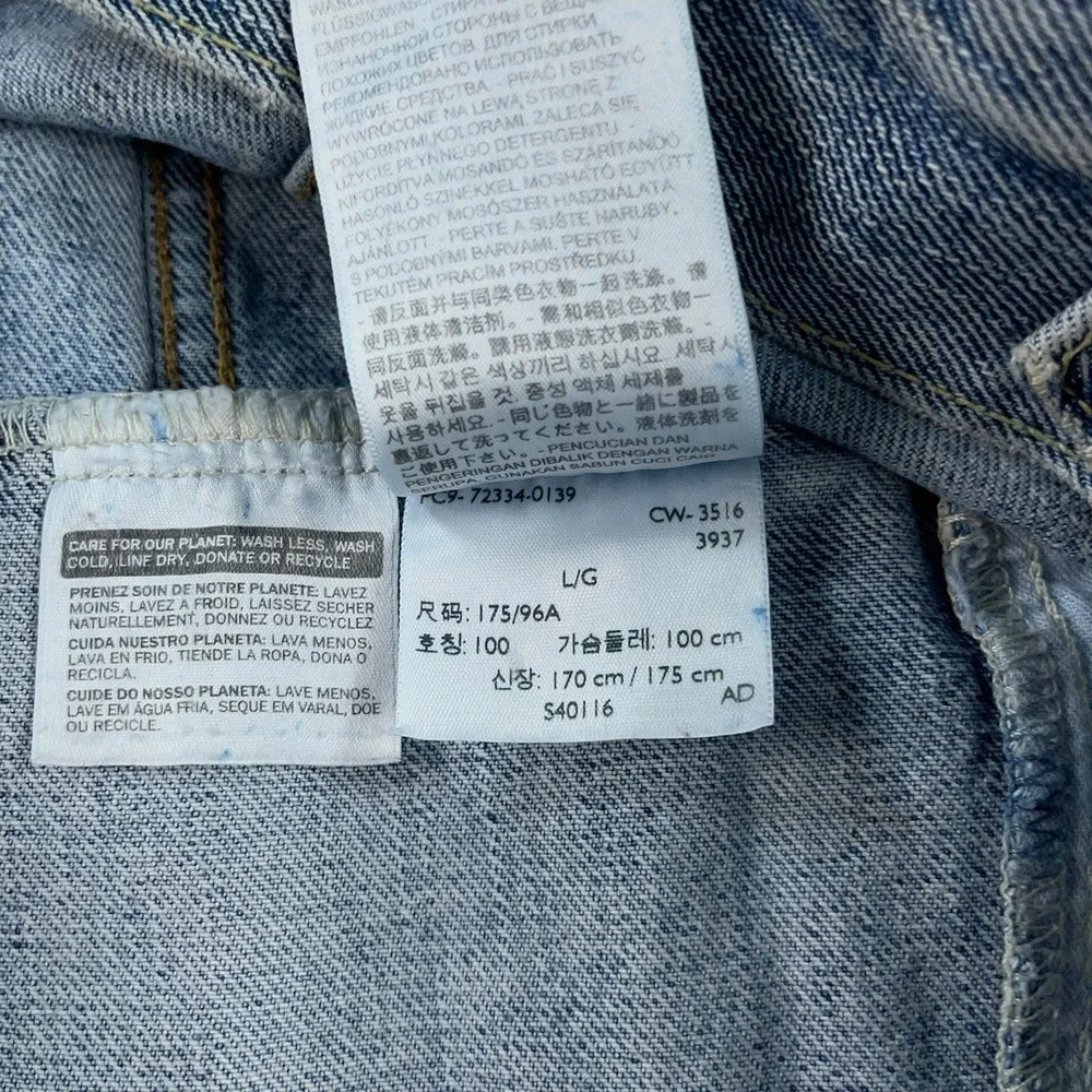 Levi's Jacket Mens Large Blue Trucker Denim Type 3 Distressed Faded Button 72334